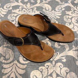 Women Black leather Sandle